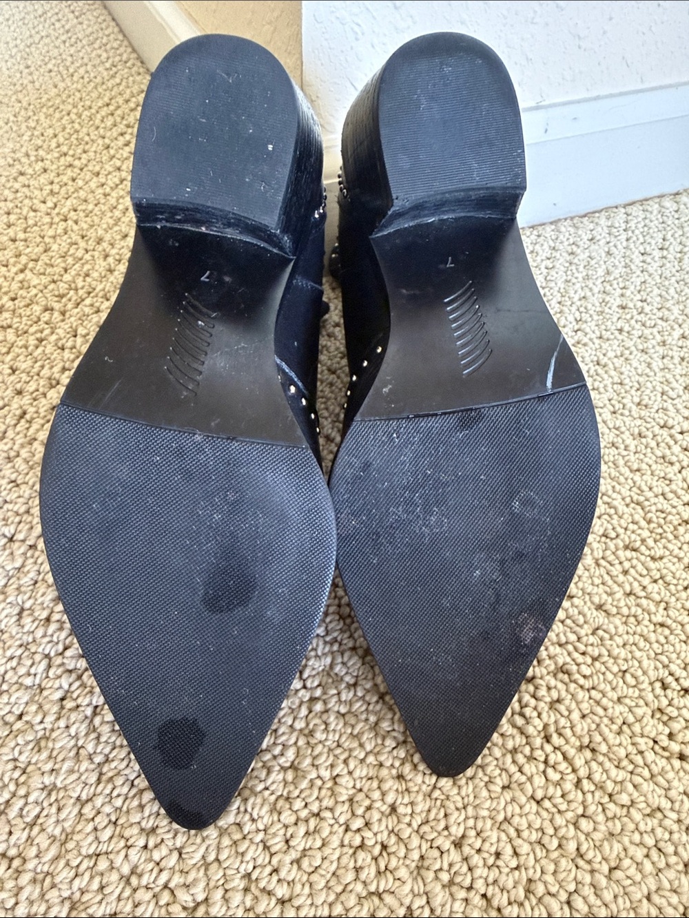 PAIGE Black Studded Pointed-Ankle Boots - Picture 4 of 6